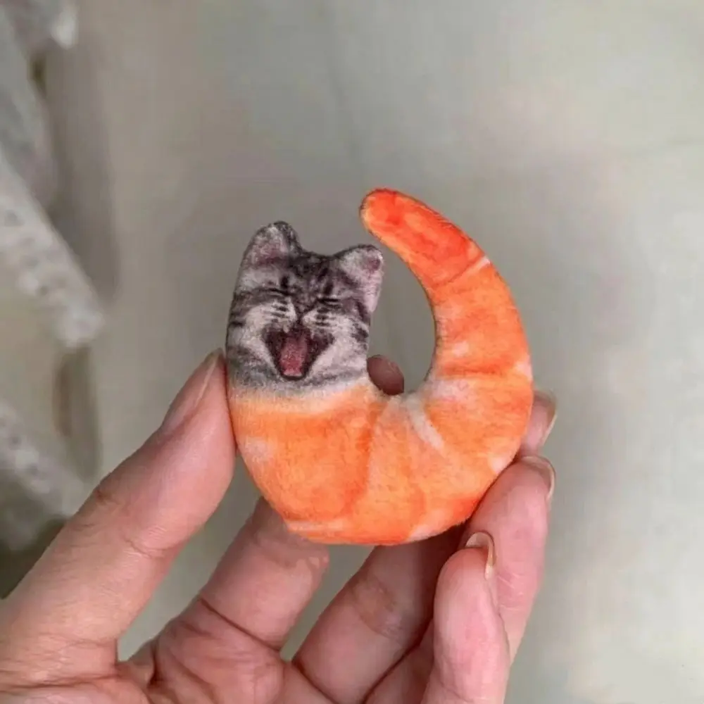 Creative Small Mini Cat Shrimp Keychain Lobster Key Ring Stuffed Animal Cat Plush Doll Kitten Bag Charm Cat Pendant Party Gift