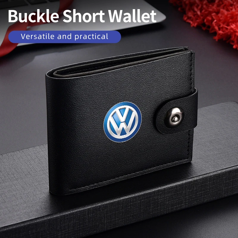 Men Wallet Leather Short Clip Card Coin Storage Purses Women Male Gift For Volkswagen VW Golf 4 6 7 GTI Tiguan Passat B5 B6 B7 C