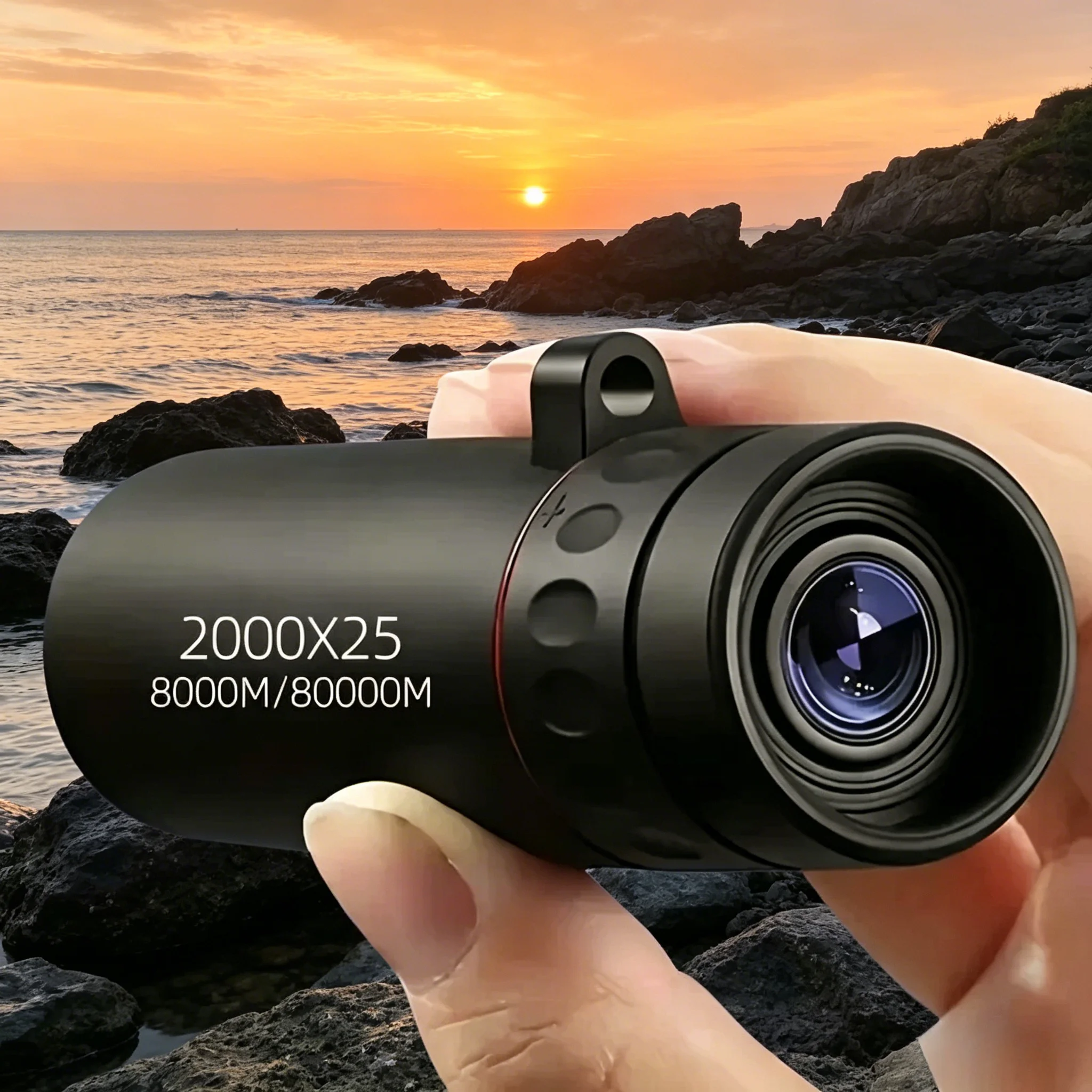 Telescopio Monocular Portátil Mini, 8000M HD, Largo Alcance, Impermeable, Antivaho, para Observación al Aire Libre, Camping y Senderismo