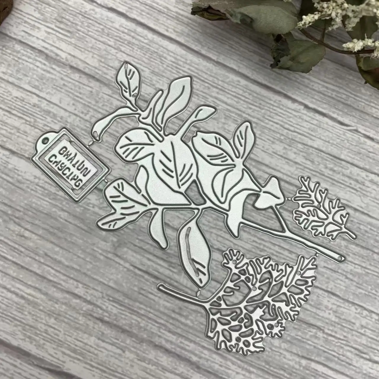 Vintage Äste Blätter Etikett Metall-Stanzformen Herbstlaub DIY Scrapbooking Karten Bastel-Stanzformen