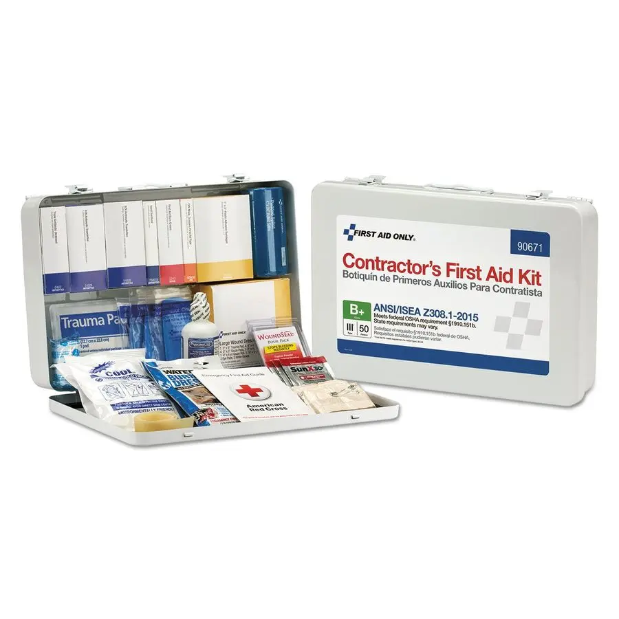 

90671 50Person ANSI B Contractors Emergency First Aid Kit for Home Renovation, Job Sites, and Construction Vehicles, 254 Pieces