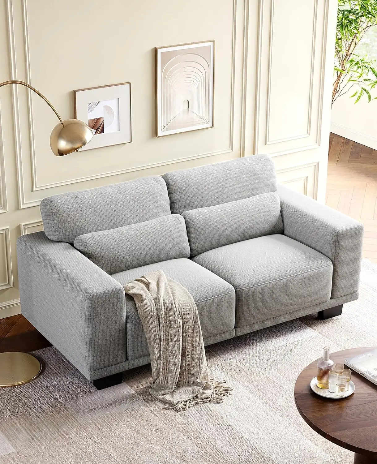 Sofá Loveseat Amada de 65', sofá de 2 plazas con asientos profundos y reposabrazos anchos, fundas lavables extraíbles, fácil montaje