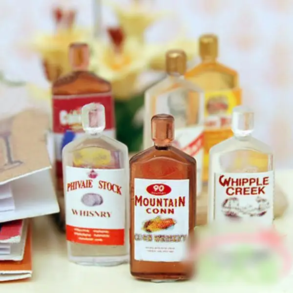 6pcs Miniature Bottles Model /12 Dolls House Kitchen Decor