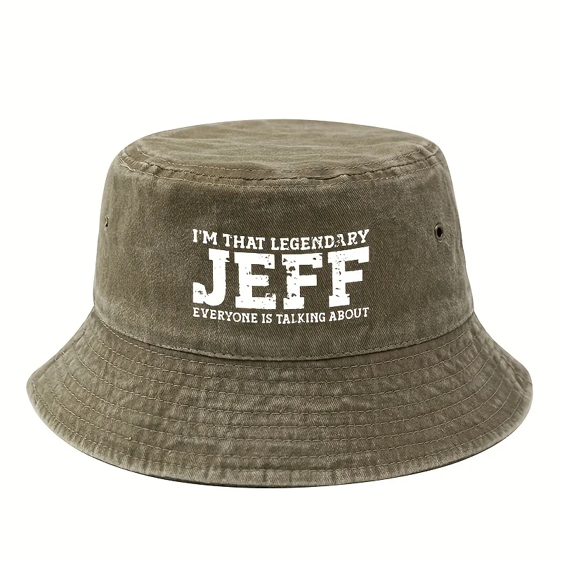 قبعة صياد السمك بنمط طباعة JEFF الأسطوري من I'm Than، قبعة صيد كلاسيكية كلاسيكية للجنسين، للسفر والتخييم في الهواء الطلق