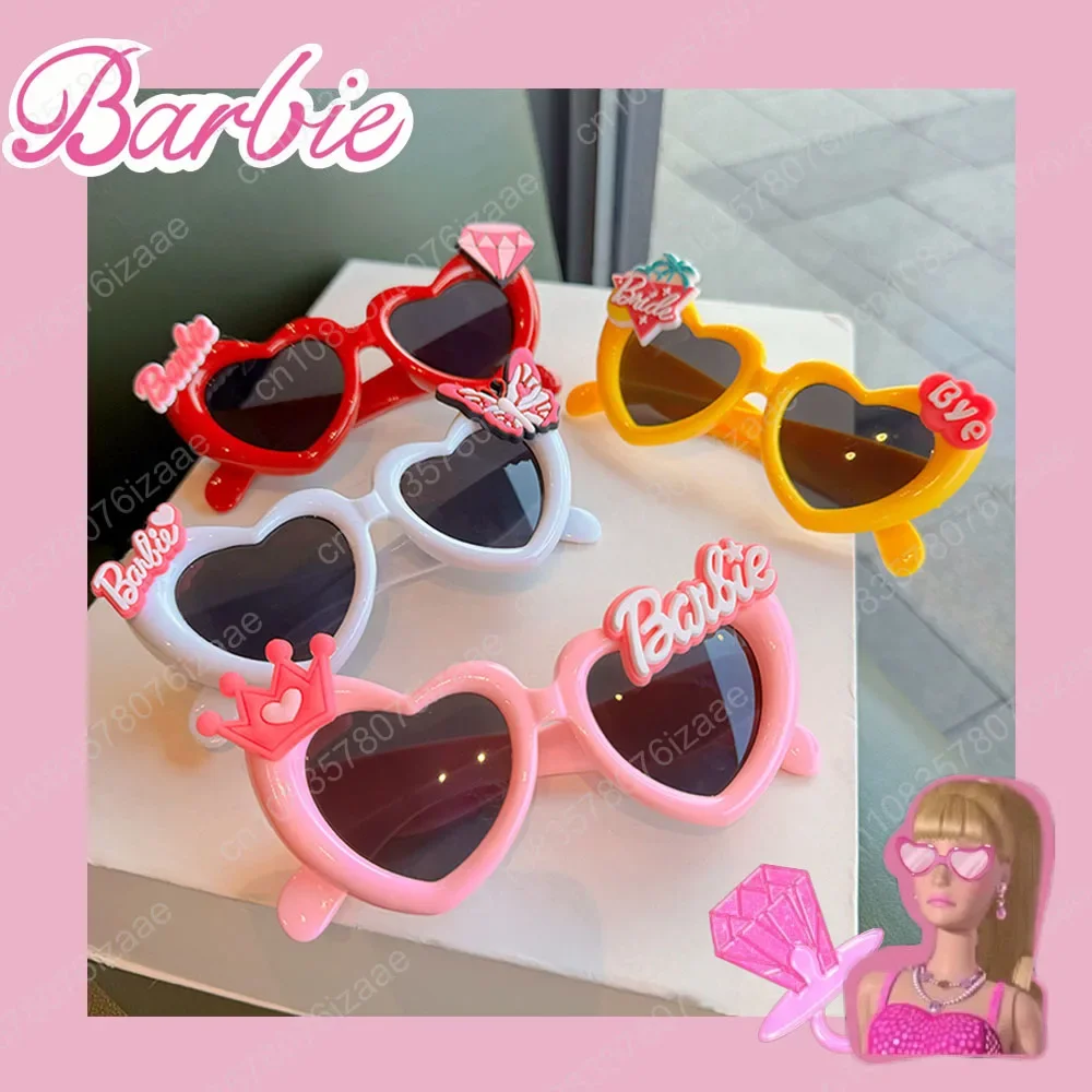 

Kawaii Pink Barbie Girls Sunglasses Birthday Photo Prop Glasses Cute Cartoon Heart-shaped Princess Fashion Sunglasses Kids Gifts