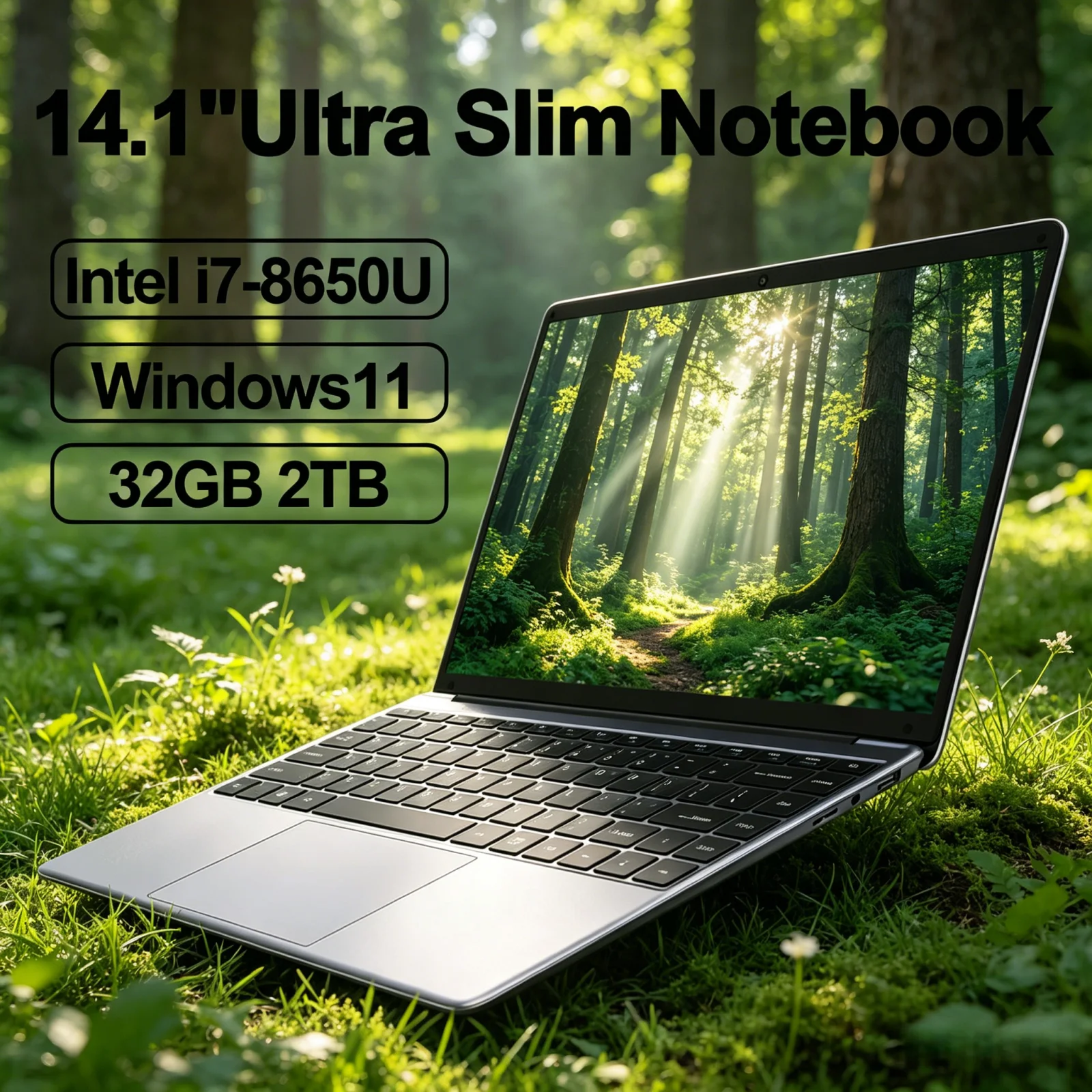 

14.1 Inch LENO Ultra Slim Notebook, Intel Core i7 8650U, 32GB+2TB SSD, 1080P HD, Win11 Home & Game Laptop