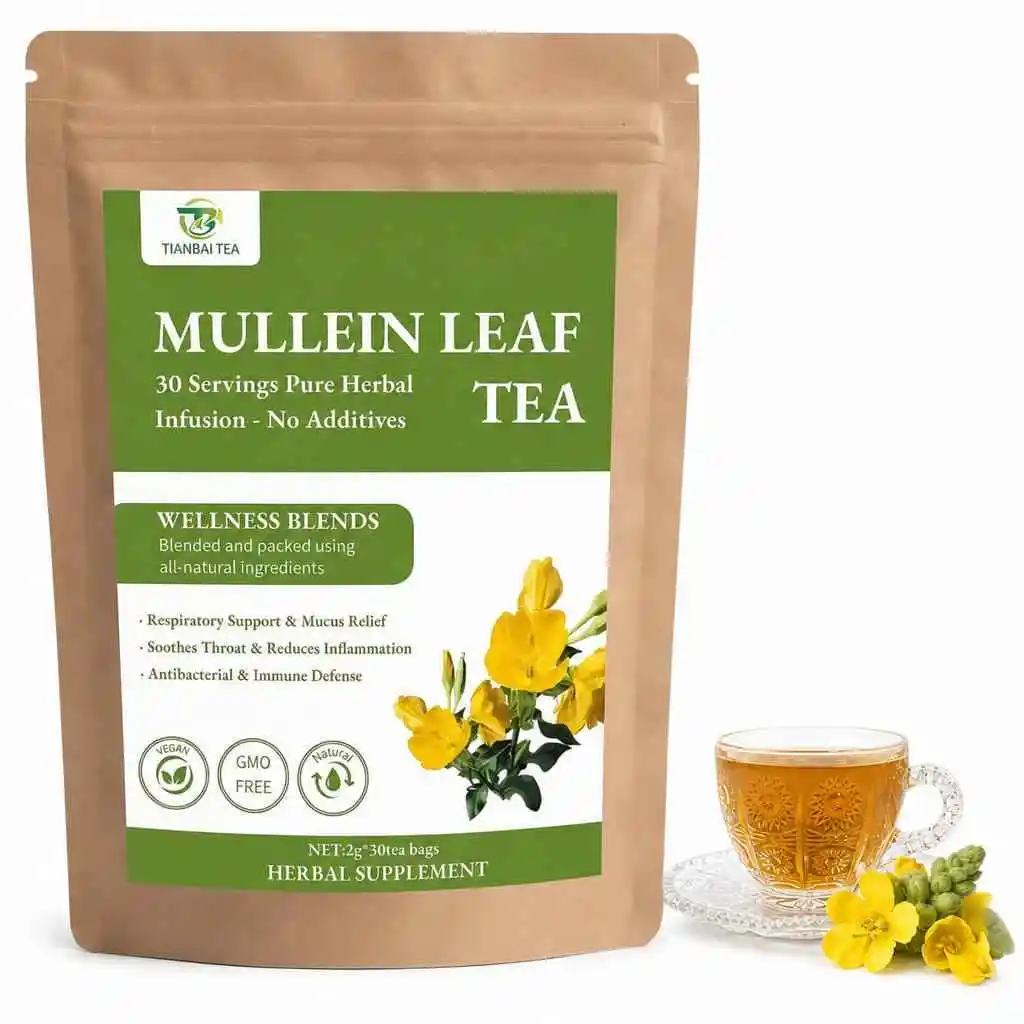 30 Bags Dried Mullein Leaf Tea for Lungs - Lung Detox Cleanse Tea for Smokers - Herbal Mullien for Breathe Easy - Caffeine-Free