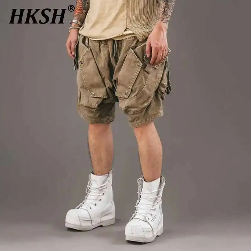 

HKSH Summer New High Street Vintage Waste Land Style Tactical Casual Cotton Shorts Men's Tide Punk 3D Pocket Loose Capris HK1617