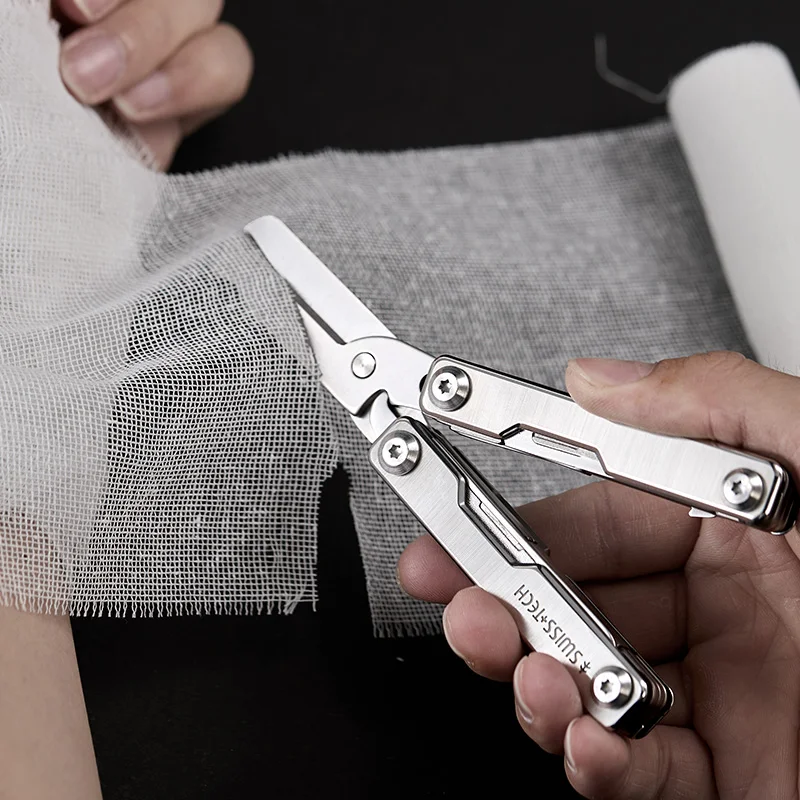 SWISS TECH Mini Scissors Multitools Scissors Folding Combination Tool EDC Survival Equipment