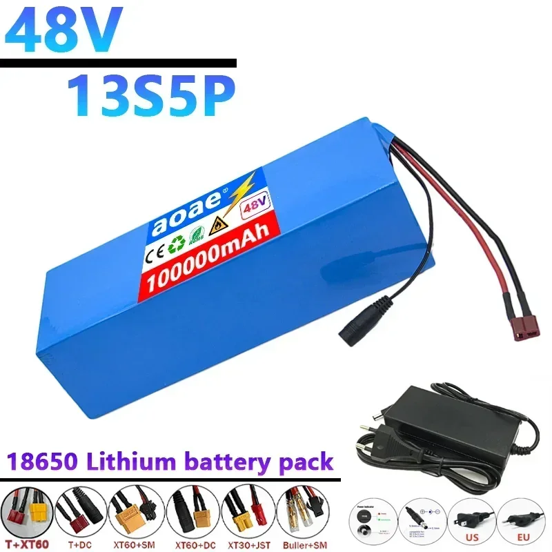 

48V 13S5P 18650 Lithium Battery Pack 100Ah Suitable for electric scooters, mountain bikes 250-1000W+charger