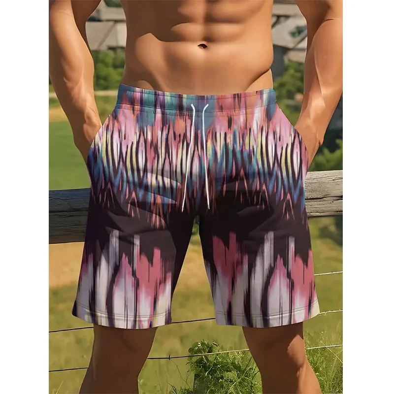 New Fashion Men's Shorts, Beach Shorts, Fitness Shorts, Drawstring Stretch Waist, 3D Printed Graphic Printing, Breathable, Soft