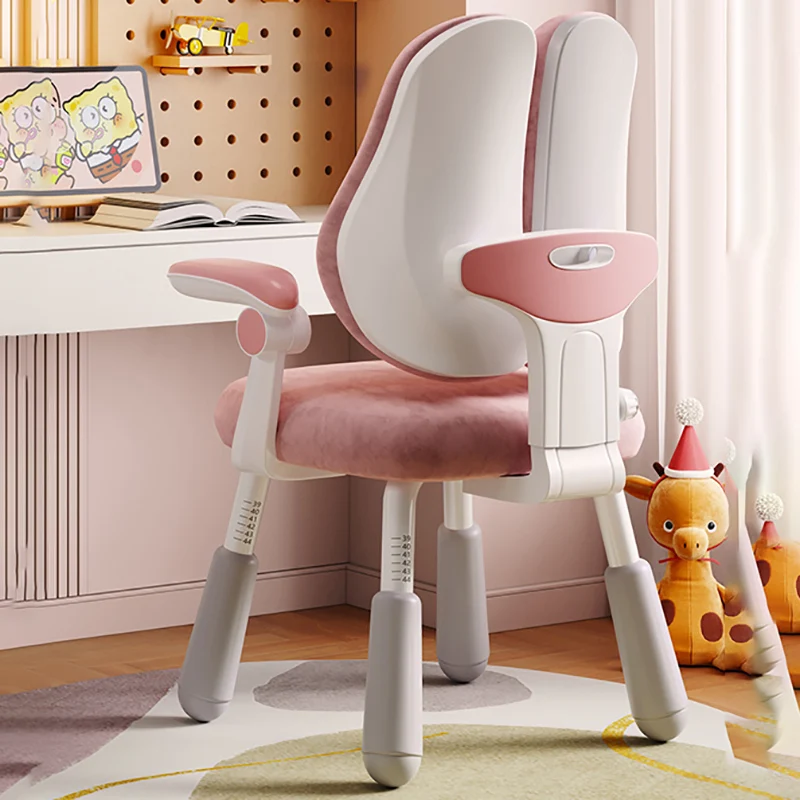 School Furniture White Child Room Stool Chair Girl Kids Safety Seats Children Armchair Home Growing Study Pink Designer Design