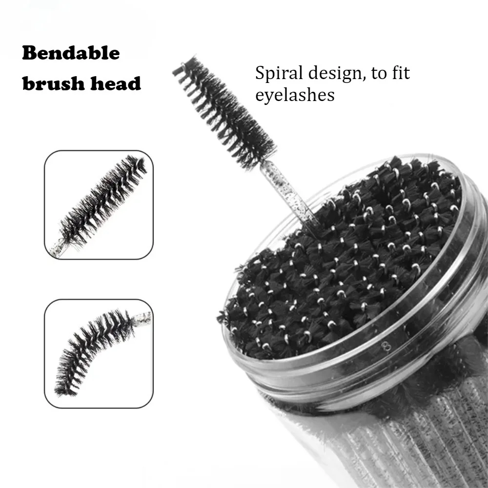 50 Stuks Wegwerp Wimper Extension Borstels Wenkbrauw Wimper Borstel Spoolies Mascara Wands Met Container Case Beauty Makeup Tools