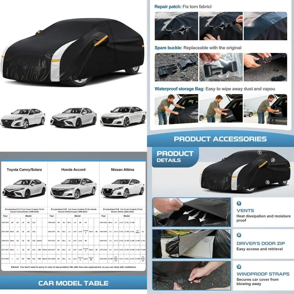 

Custom Fit Car Cover Waterproof All Weather Protection for Sedans with Vents and Full Exterior Coverage