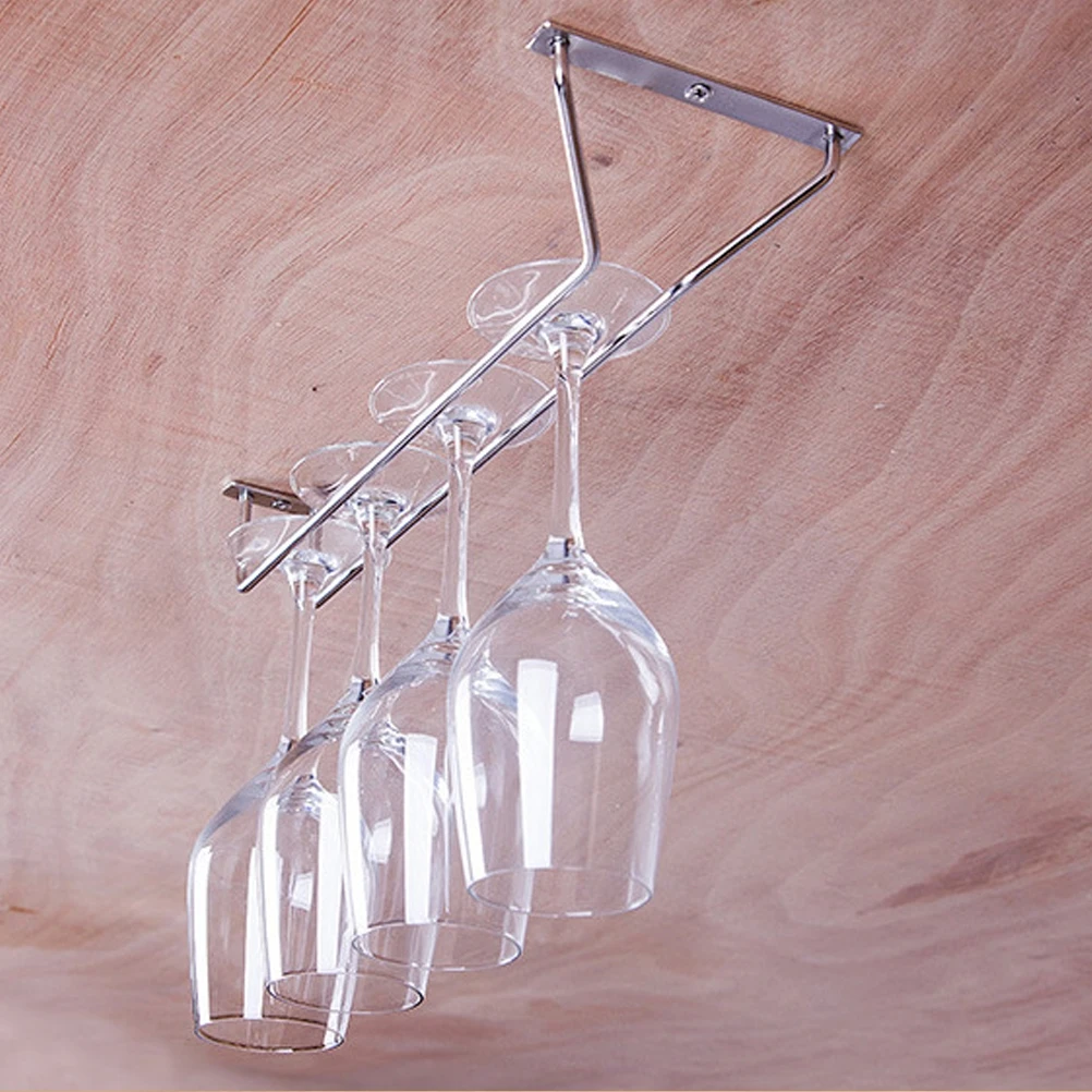 

2pcs Stainless Steel Glass Rack Cup Holder Smooth Surface Silver Color Kitchen Storage Solution Glassware ganizer