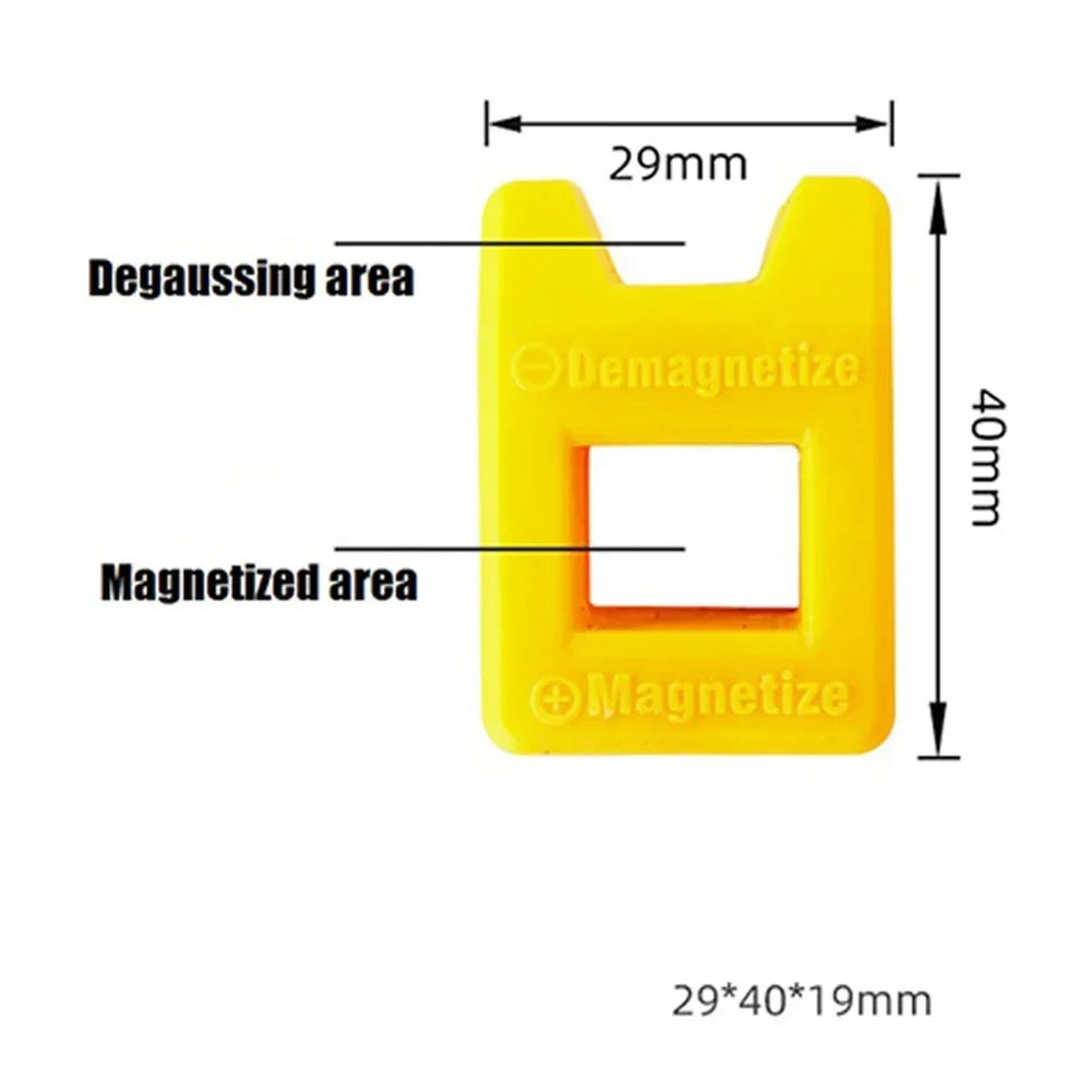 Śrubokręt magnetyzer rozmagnesowanie plastikowy żółty demagnetyzer zmień części magnetyzmu 29x40x19mm do stalowych akcesoriów do narzędzi ręcznych