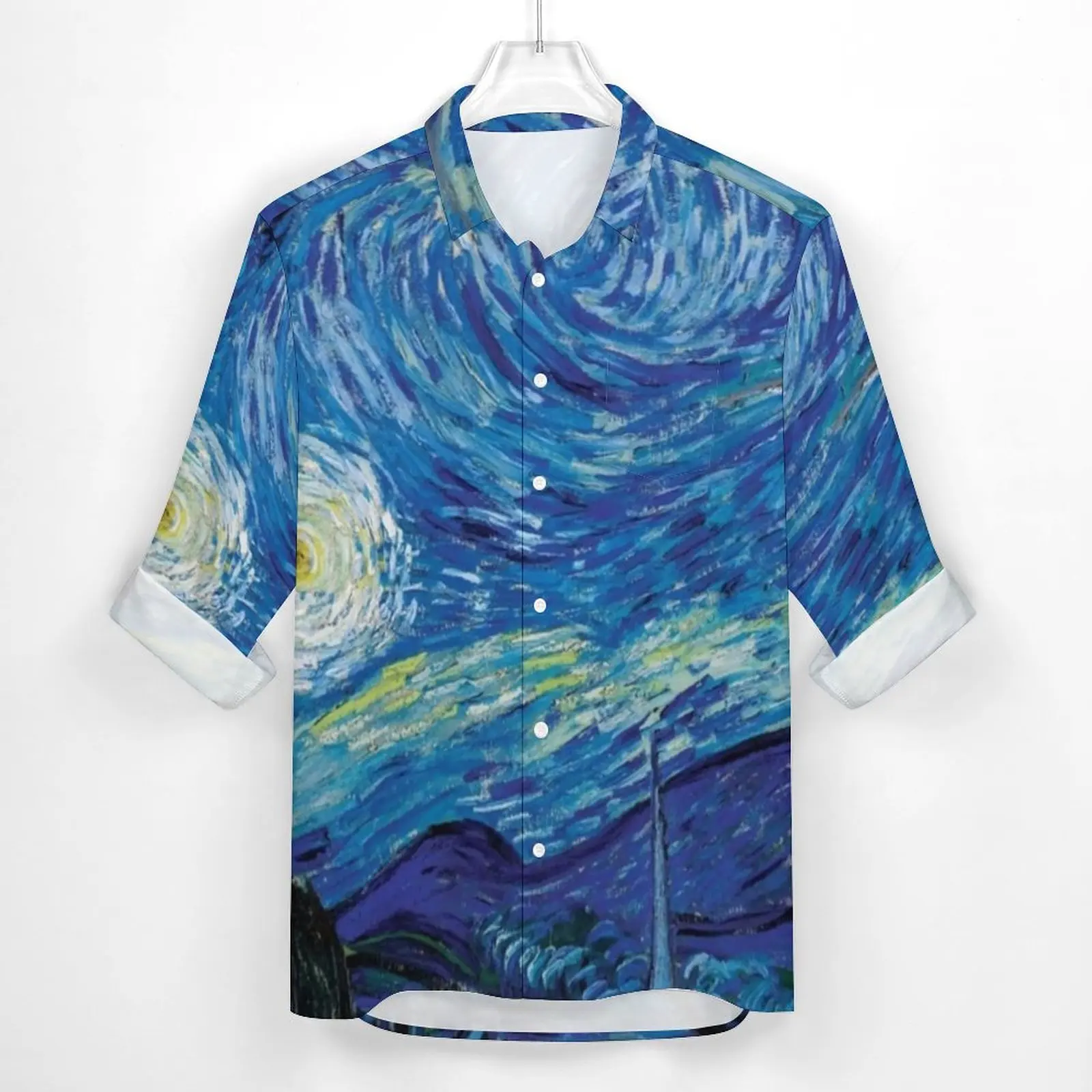 Abstract Sky Shirt Van Gogh Starry Night Casual Shirts Long Sleeve Graphic Aesthetic Blouses Spring Fashion Oversized Clothing