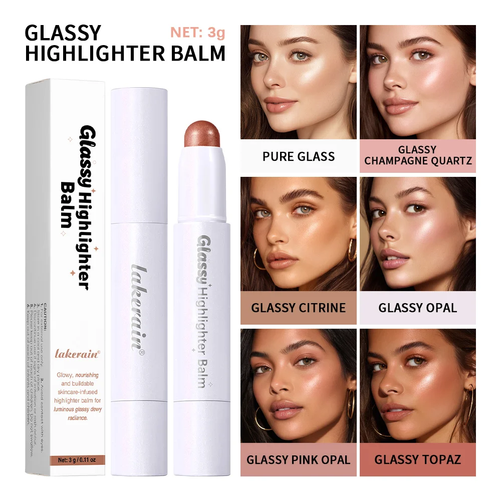 Balsamo evidenziatore bio-vetro nutriente, bastoncino multiuso non appiccicoso a lunga durata per occhi, guance, labbra, cosmetici per il corpo