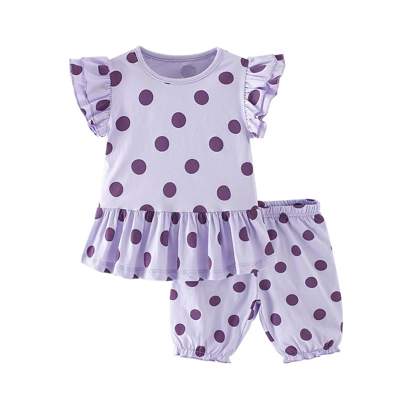 

Jumping Meters New Arrival Dots Kids Outfits For Summer Girls Clothing Sets Sleeveless Cute 2 Pcs Baby Fashion Suits