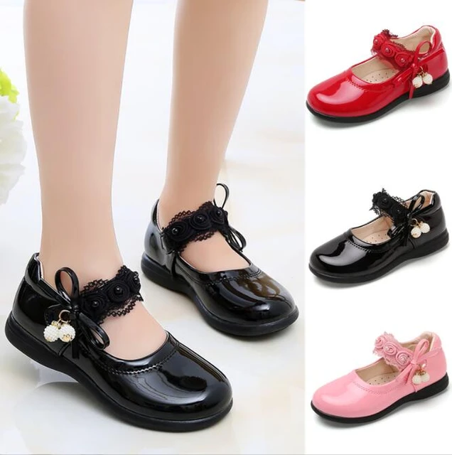 Scarpe da bambina in pelle per bambini abito da sposa scarpe da ballo principessa bambini estate fiocco nodo sandali da studente neri moda coreana AliExpress