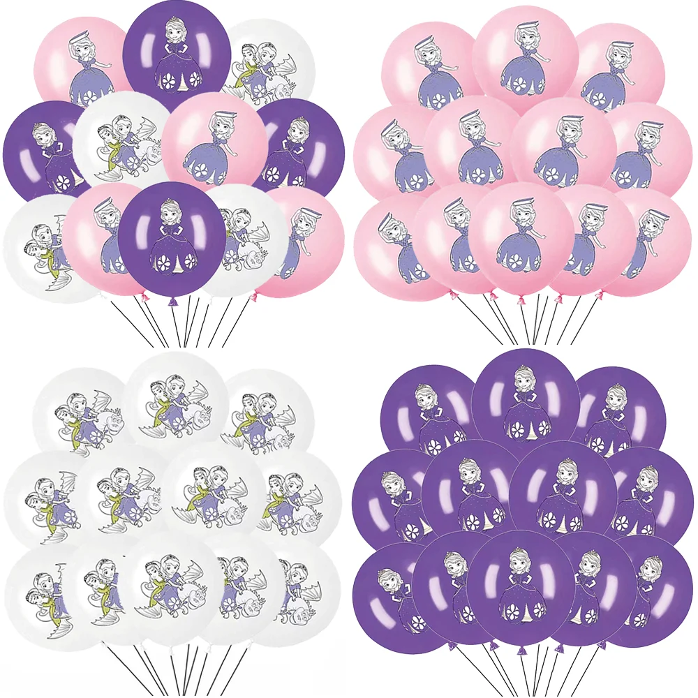 

12/48pcs Sofia the first 12 Inch Latex Balloons White Purple Balloons Decor Kit for Birthday Baby Shower Globos Party Supplies