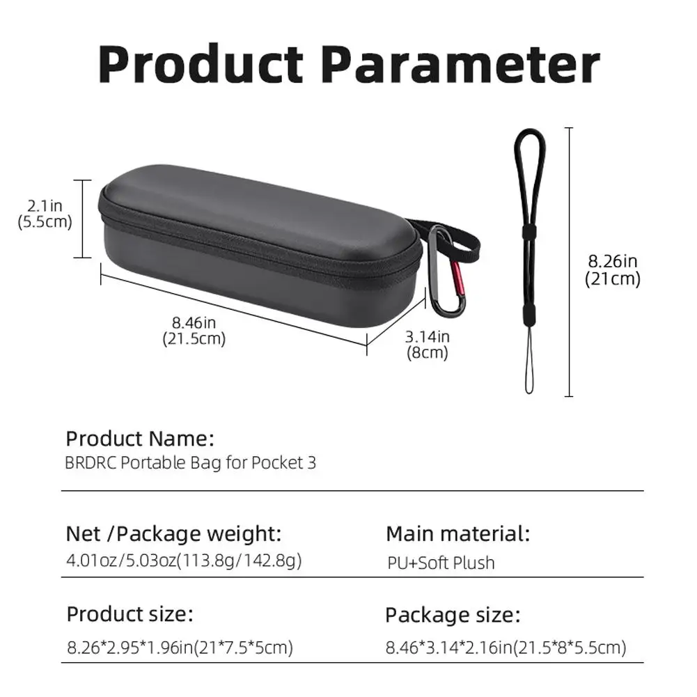 กลางแจ้งแบบพกพากระเป๋าเดินทางสําหรับ DJI Pocket 3 กระเป๋ากันกระแทก Anti-Scratch เปลือกป้องกันกล้องกระเป๋าถือ