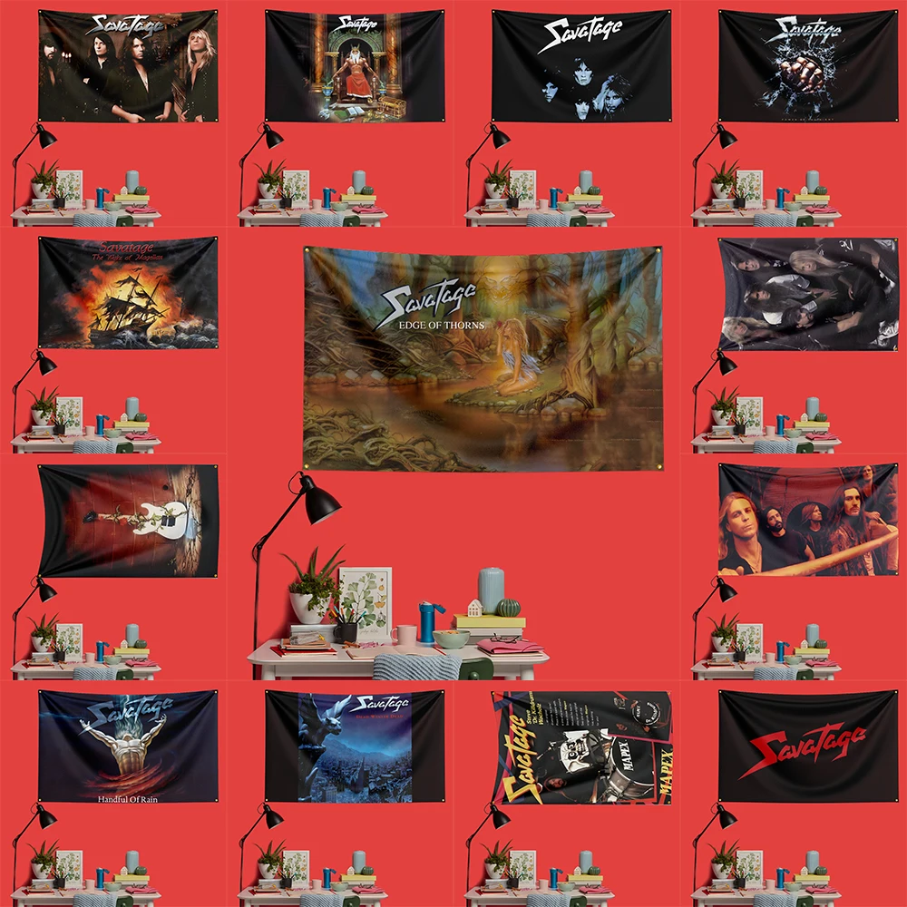 Bandeira de música rock inspirada em Savatage, 3x5 pés, 90x150cm, poliéster, banner decorativo, tapeçaria para fãs de música, decoração de parede de quarto