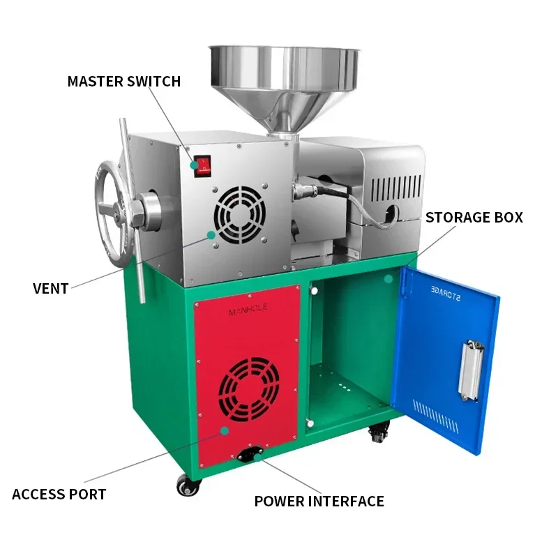 P10 Intelligent Small Commercial Oil Press 220V/110V Automatic Stainless Steel Oil Press 1200W Power 9-15KG Per Hour