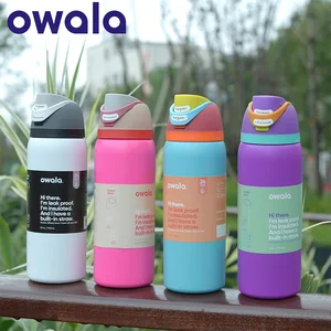 Botol Air Baja Tahan Karat Berinsulasi Owala Baru 2024 dengan Sedotan, Botol Air Olahraga Bebas BPA, Cocok untuk Bepergian, 24Oz / 32 Oz, 304 10 botol air anak stainless steel penjualan terbaik - №