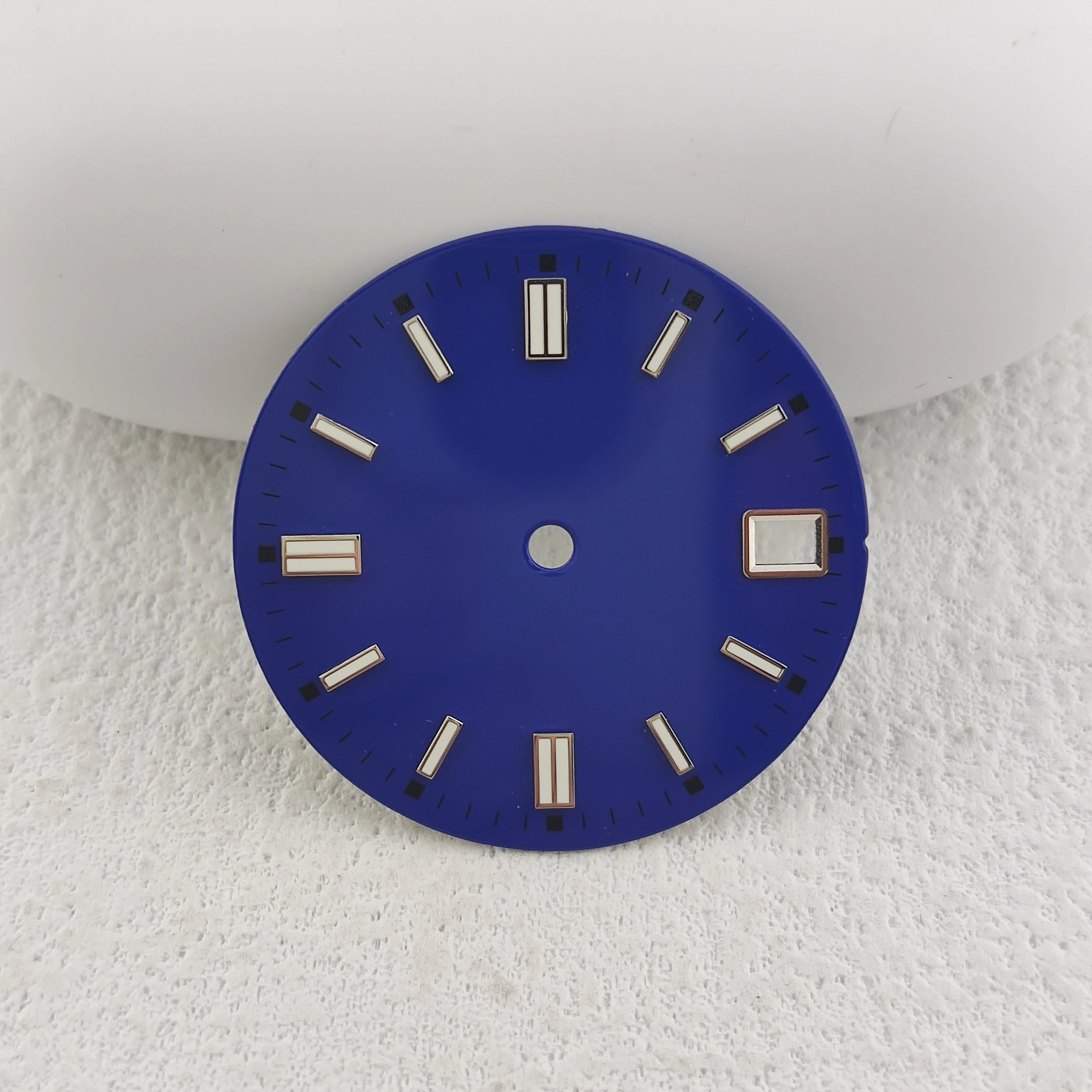 Movimento automático relógio peças com janela calendário, Sterile Dial Azul, Luminous Fit, 28.5mm, NH35