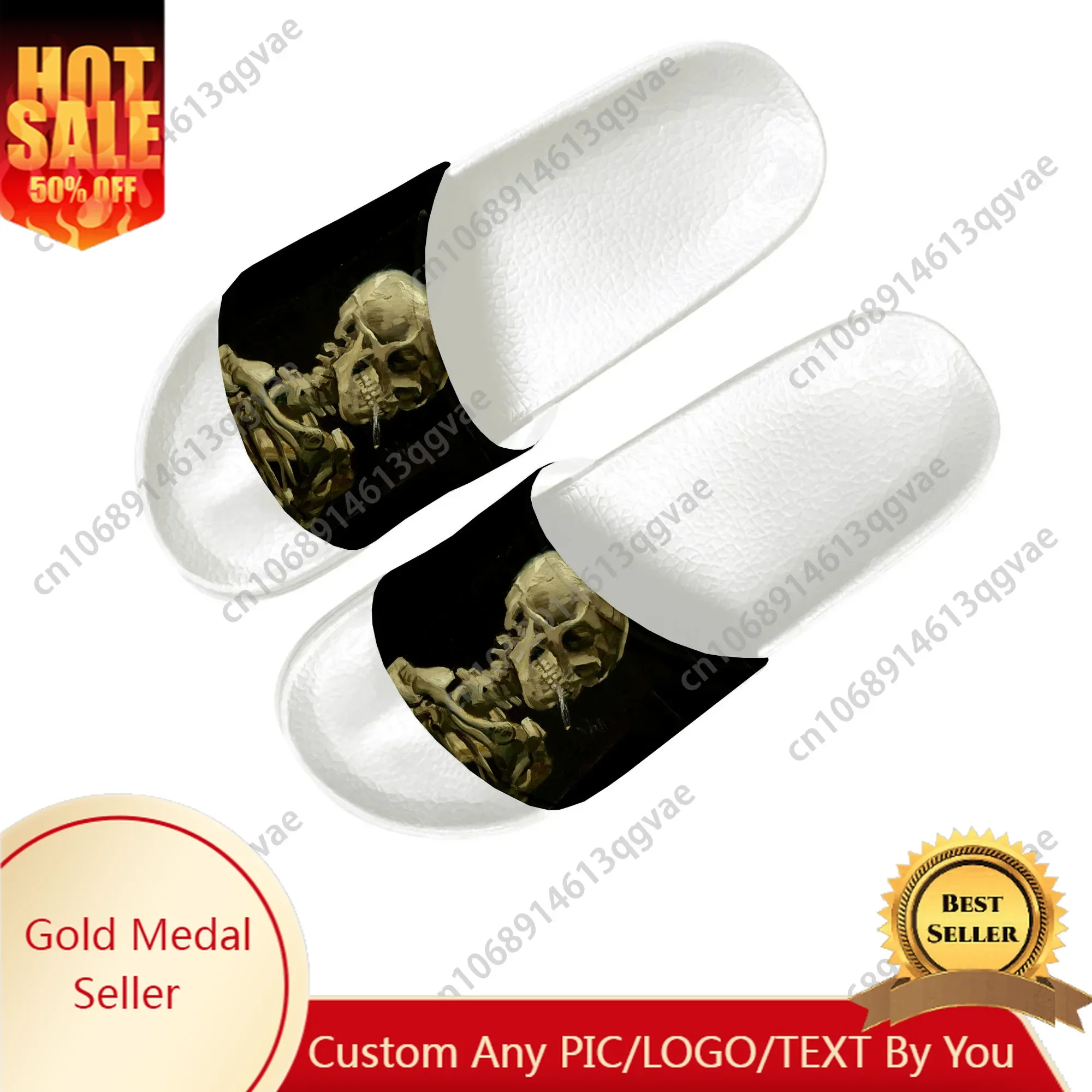 

Van Gogh Smoking Skeleton Slippers Home Water Shoes Men Women Teenagers Beach Pool Sandals Custom Made Summer Slipper