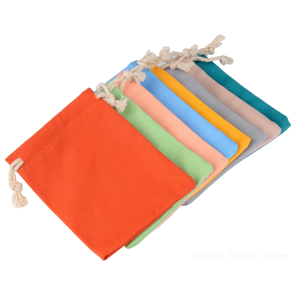 1pc Natural Cotton Bags For Selection Fit For Wedding Gift Candy Small Pouch Eyelashes Makeup Drawstring Sachet 7x9cm