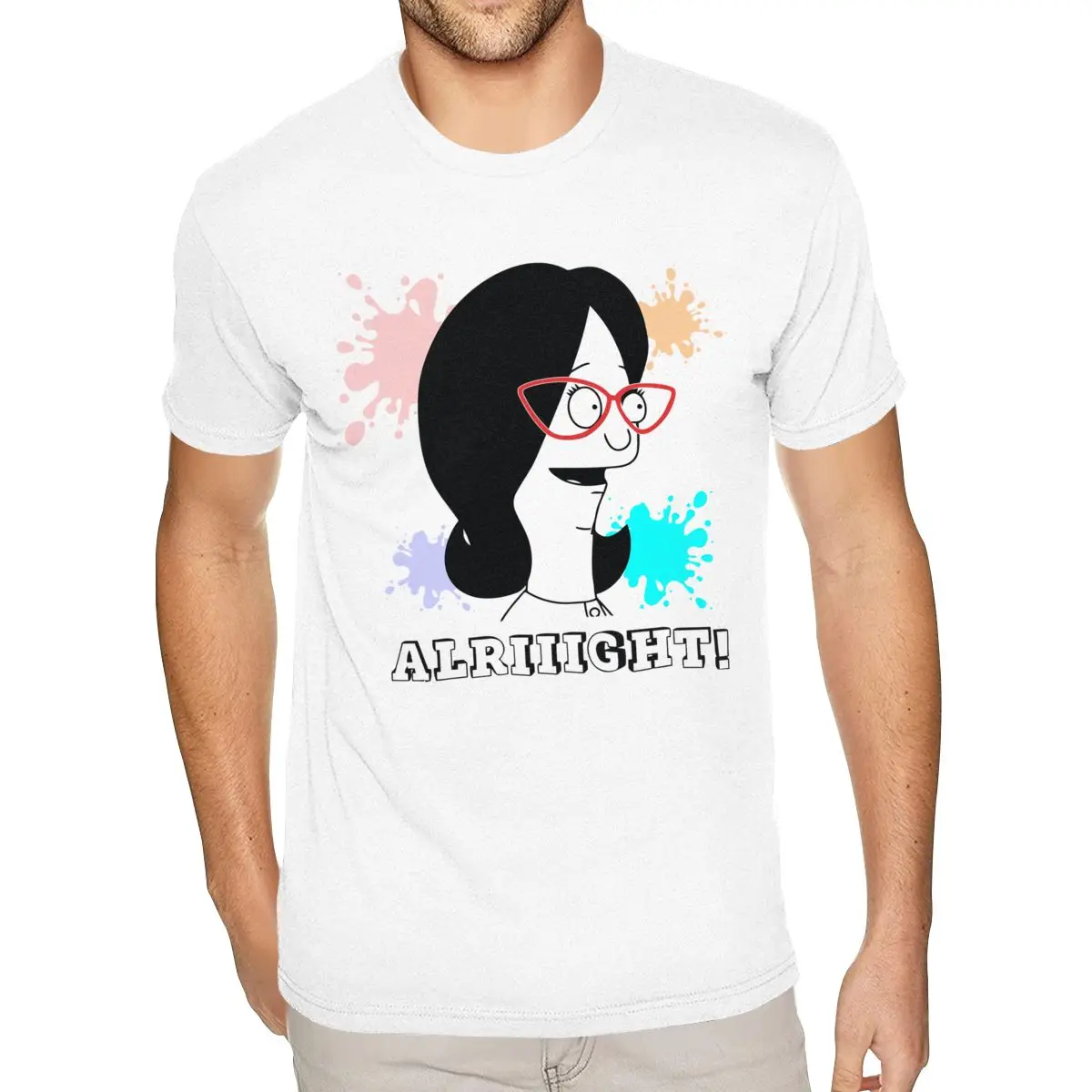 

Футболка Art Linda Belcher Alright, мужские белые рубашки с короткими рукавами для мальчиков большего размера