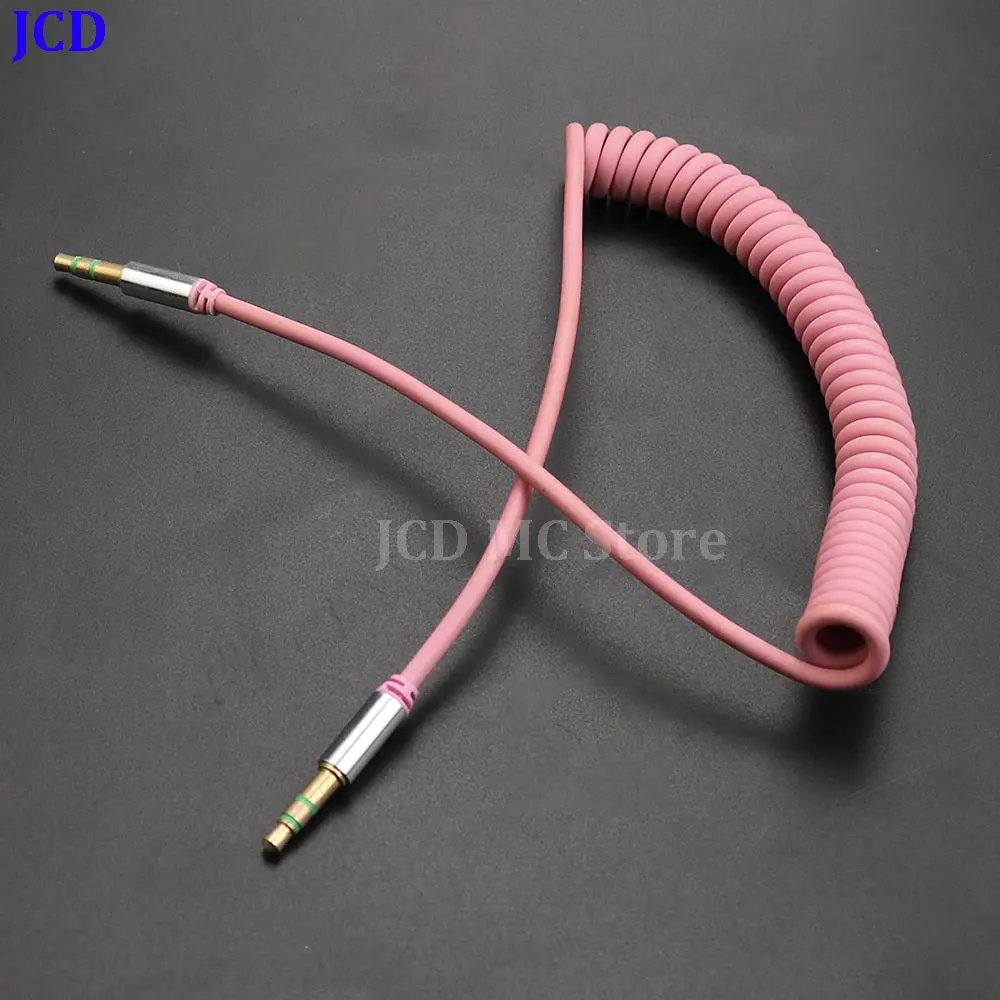 1PC 3.5mm Jack 3 Pole TRRS to TRRS Male to Male Headphone Dual-channel Audio AUX Spring Coiled Spiral Cable