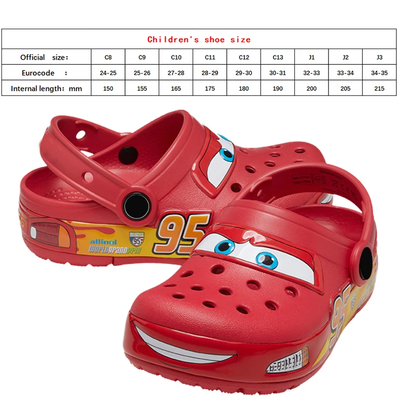 Disney Cartoon anime Lightning McQueen Pixar Car No.95 Junior Footwear  Children's slippers with flashing light Anti slip slippe