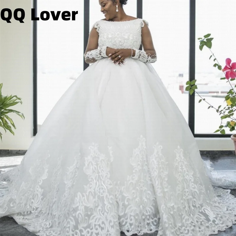 

New Arrival Amazing Beading African Plus Size Wedding Dresses 2025 Backless Wedding Dress Bridal Gowns robe de mariée Customized