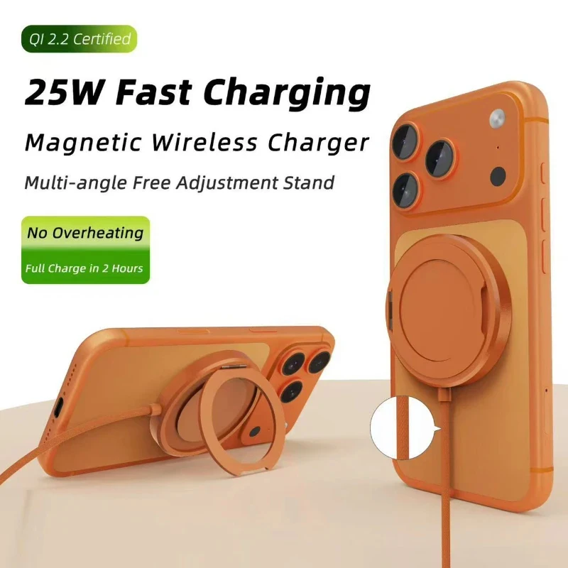 2026 Qi2.2 Certified 25W Magnetic Wireless Charger, High Speed Fast Charging Stand for iPhone 17/16/15 MagSafe