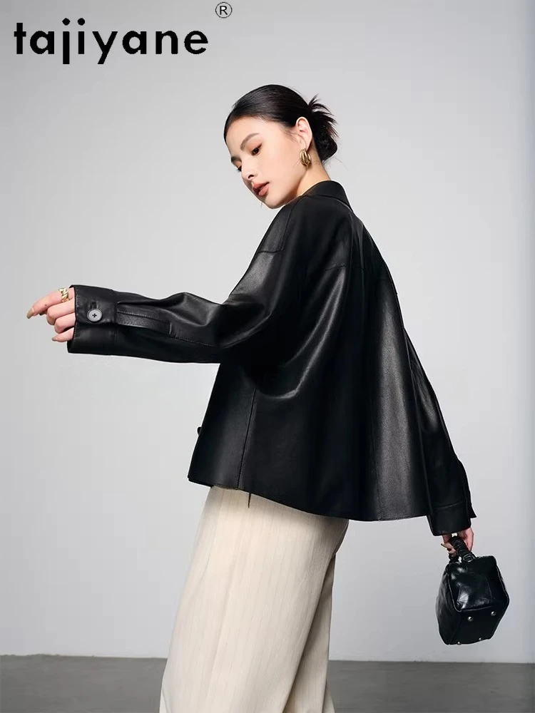 TAJIYANE Genuine Sheepskin Jackets Woman Short Casual Coats High Quality Real Leather Jacket 2025 Autumn Women Clothing дубленка