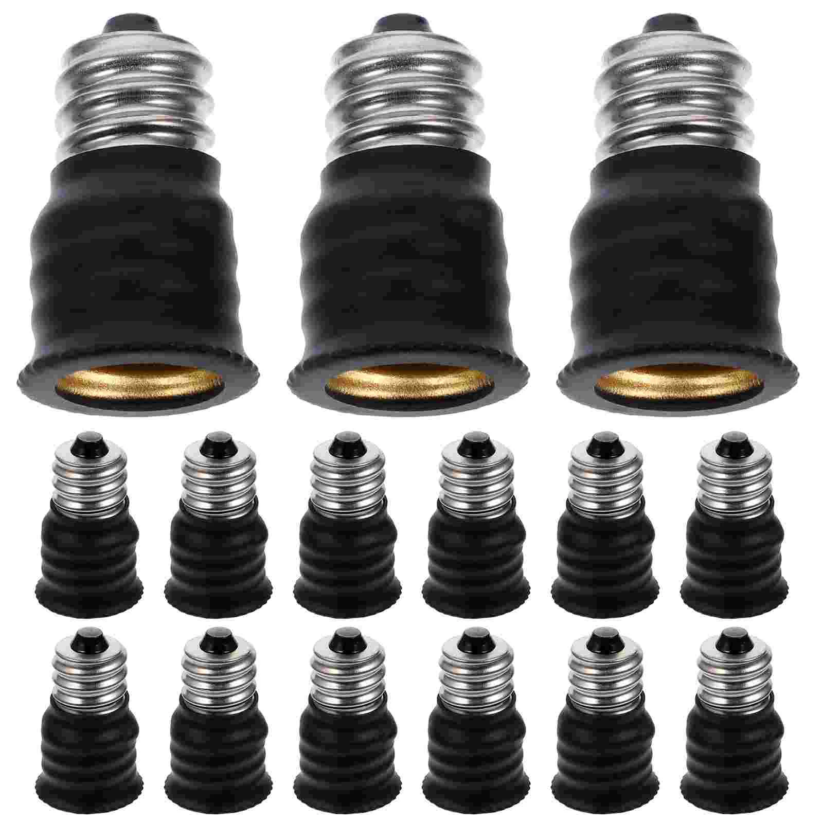 15 Pcs Light Socket E12 Conversion Lamp Head Bulb Base Converter Extender Holder E14 Adapter Black