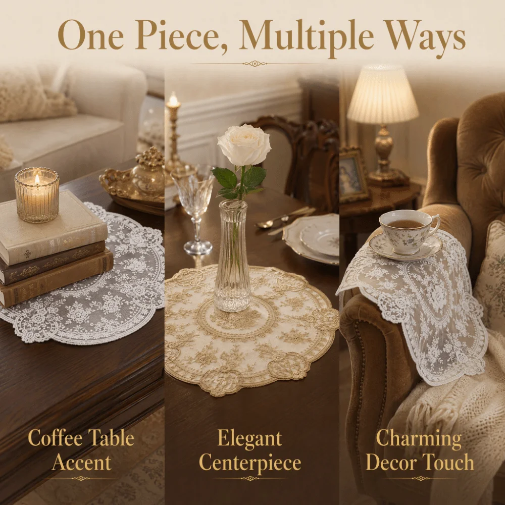 1/2/6pcs Embroidered Lace Tablemats Round Flower Embroidery Handmade Lace Table Mats Napkin Placemat Decorative