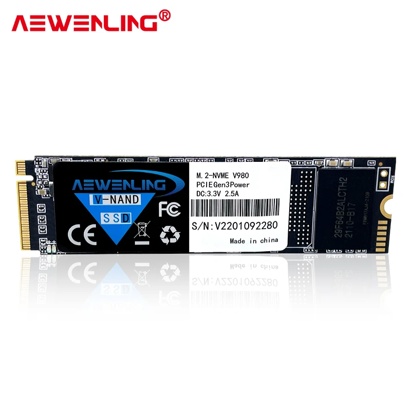 AEWENLING M.2 SSD M2, Hard Disk Internal 256gb PCIe NVME 128GB 512GB 1TB Solid State Disk 2280 untuk Laptop Desktop MSI Asro64