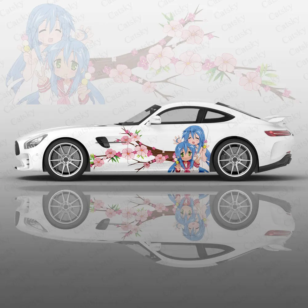 Anime Girl Konata Izumi Car Graphic Decal Protect Full Body Vinyl Wrap Modern Design Image Wrap Sticker Decorative Car Decal