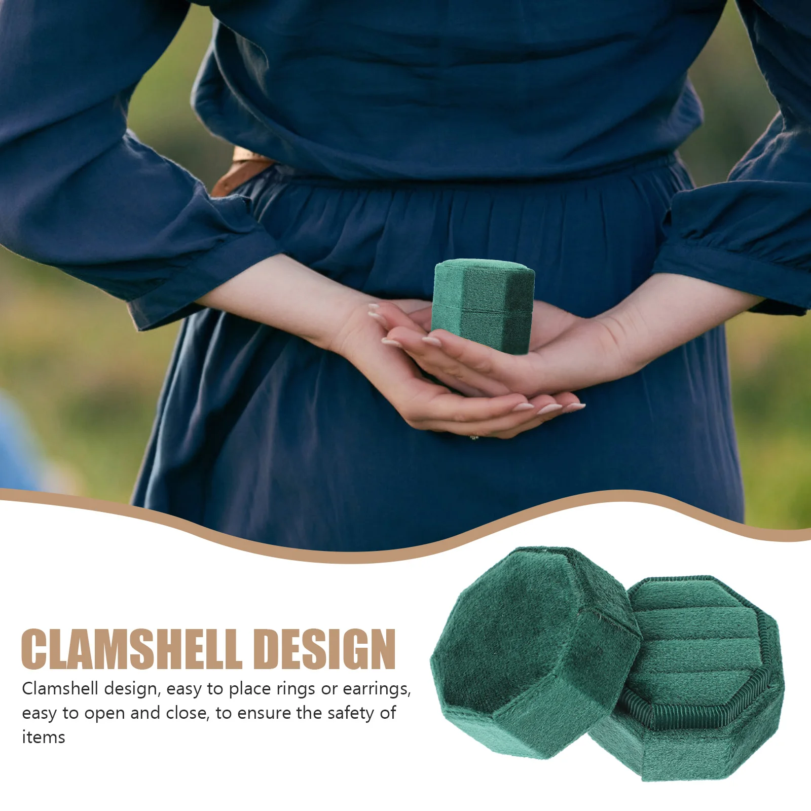 

Three Ring Boxes Jewelry Gift Packaging Small Proposal Lids Vintage Engagement Wedding Octagon Shaped Storage Display Box