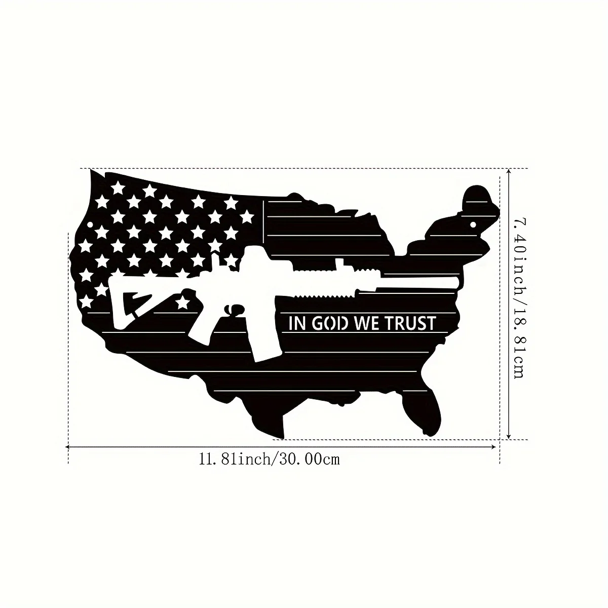 One Piece Art Deco Metal Wall Sculpture - American Flag Submachine Gun Design - Retro Bar, Kitchen, Coffee Shop, Living Room,