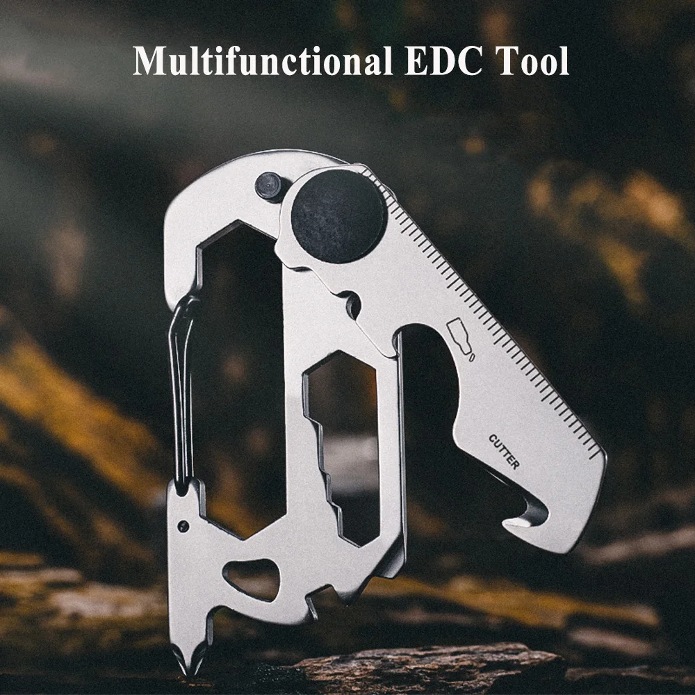 

Outdoor Camping Multitool Stainless Steel Screwdriver Wrench Multifunction Climbing Carabiner EDC Keychain Hiking Gadgets