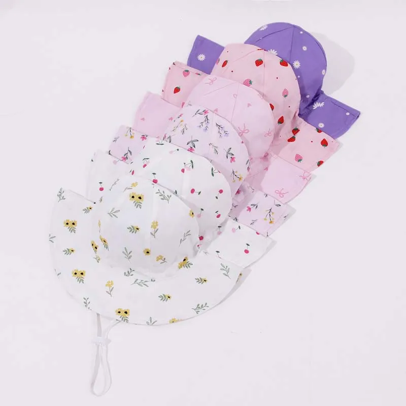 2026 Kids Girl Hats Summer Print Children Sun Hat for Girls Beach Travel Baby Cap Children Panama Cap 2-6Y view 5