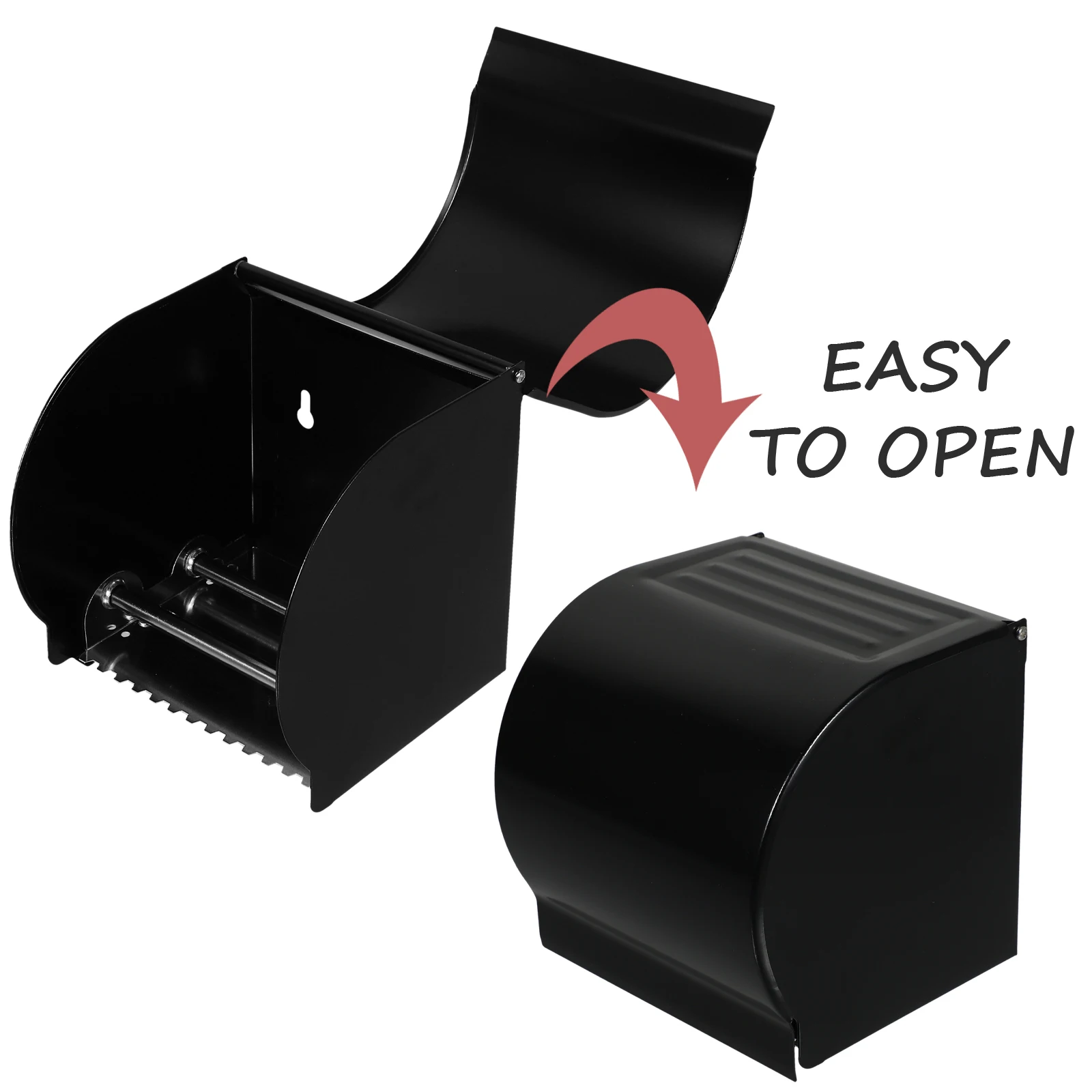 

1pc Stainless Steel Tissue Box Black Wall Mounted Waterproof Large Capacity Easy Install Bathroom Household Hotel Use