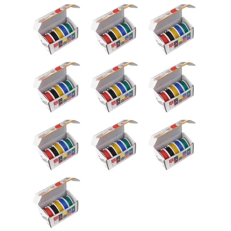 ABLK 50X 22AWG Electric Wire Flexible Silicone Wires 22 Gauge Stranded Tinned Copper Wire 5 Colors 16.4Ft/5M Each