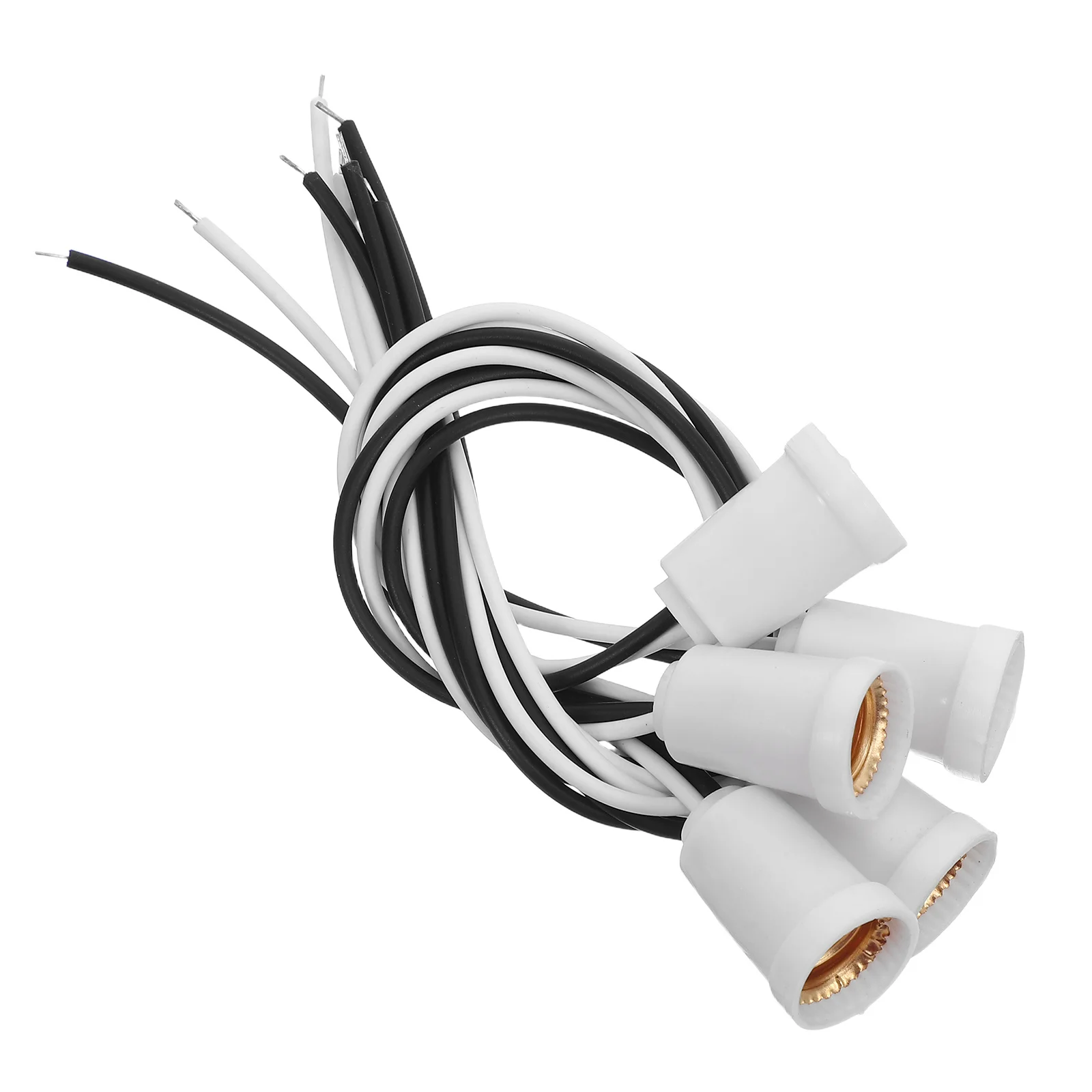 

5pcs E12 Screw Light Socket With Cord White Lamp Holder Socket For Pendant Lamps Wired Bulb Holder Replacement - Lighting