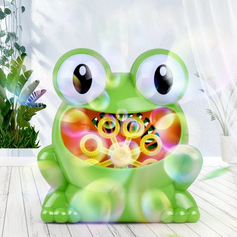 New Bubble Gun Cute Frog Automatic Bubble Machine Soap Water Bubble Blower Music Outdoor Toys for Kids juguetes brinquedos Toy